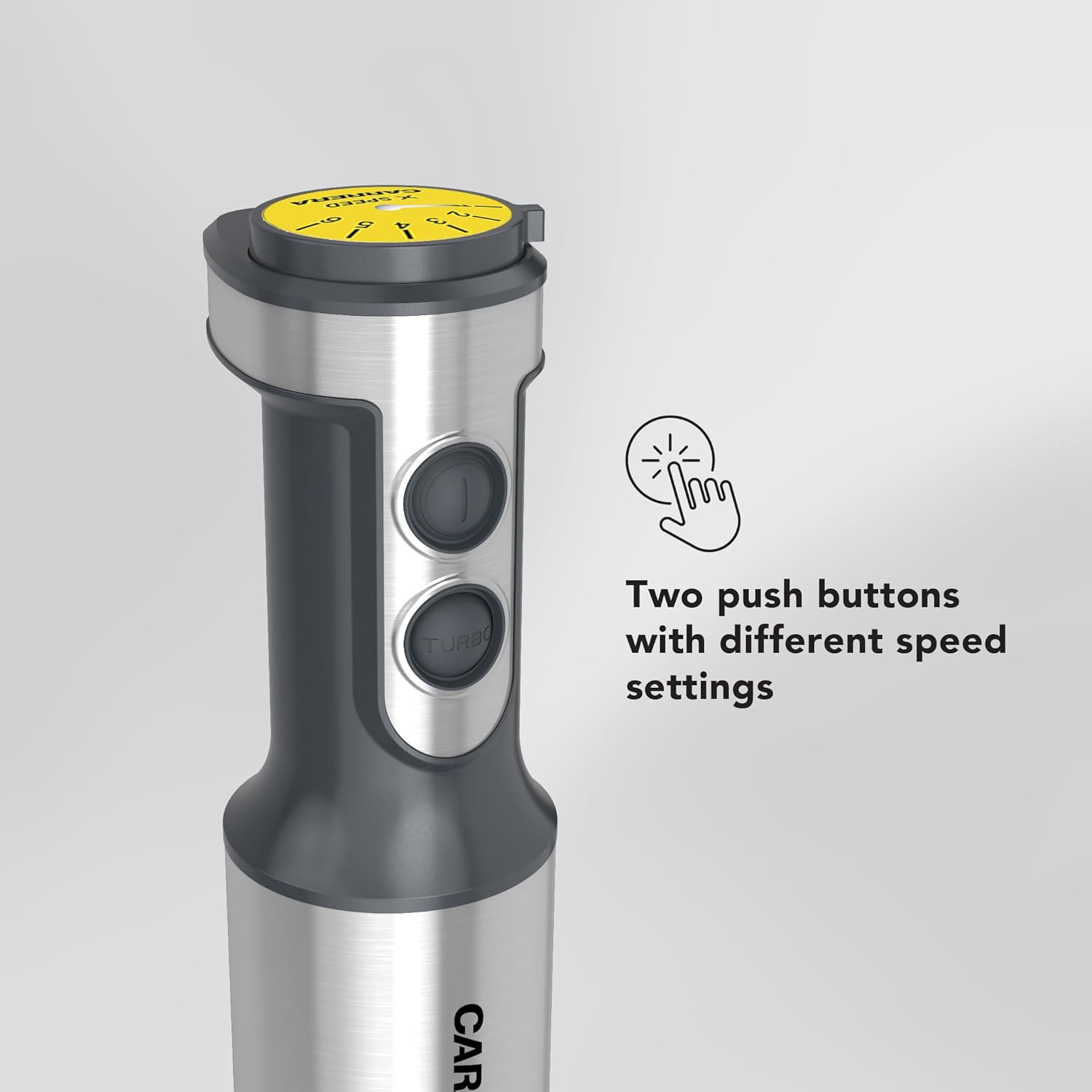 CARRERA 1000W Stick Blender, 4-in-1 Hand Blender & Grinder – Stainless Steel, Full Copper DC Motor, Turbo, LED Display, For Soups, Smoothies, Chutneys, Baby Food – CRR453, 2-Year Warranty