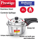 Prestige 2 Litre Stainless Steel Deluxe Alpha Svachh Outer Lid Pressure Cooker | Deep Lid for Spillage Control | TRIPLY Base | Gasket Release System