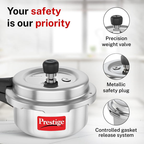 Prestige Popular Plus Svachh 2L Aluminium Pressure Cooker with spillage control lid (MPP10170) | Induction Base