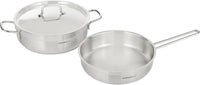 Korkmaz Alfa Plus 11 Pieces Stainless Steel Cookware Set | Induction Compatible Tri-Ply Bottom Pots and Pans Set | Silver - KA1610