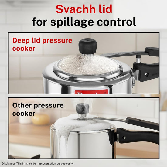 Prestige 3L Essential Svachh Pressure Cooker with Spillage Control Lid | Triply Induction Bottom | MPN20537