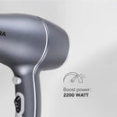 CARRERA AC Hair Dryer CRR 539 – 2200W Professional Hair Dryer with AC Motor, Ceramic Coating, Ionic Function, Cool Shot, and Styling Accessories