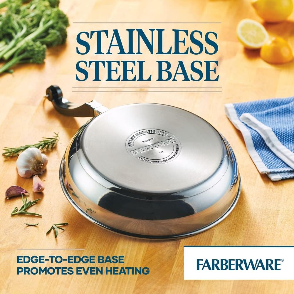 Farberware Classic Stainless Steel Cookware Pots and Pans Se | 15-Piece Cooking Set - FB50049 Silver