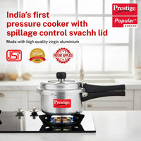 Prestige Popular Plus Svachh 2L Aluminium Pressure Cooker with spillage control lid (MPP10170) | Induction Base