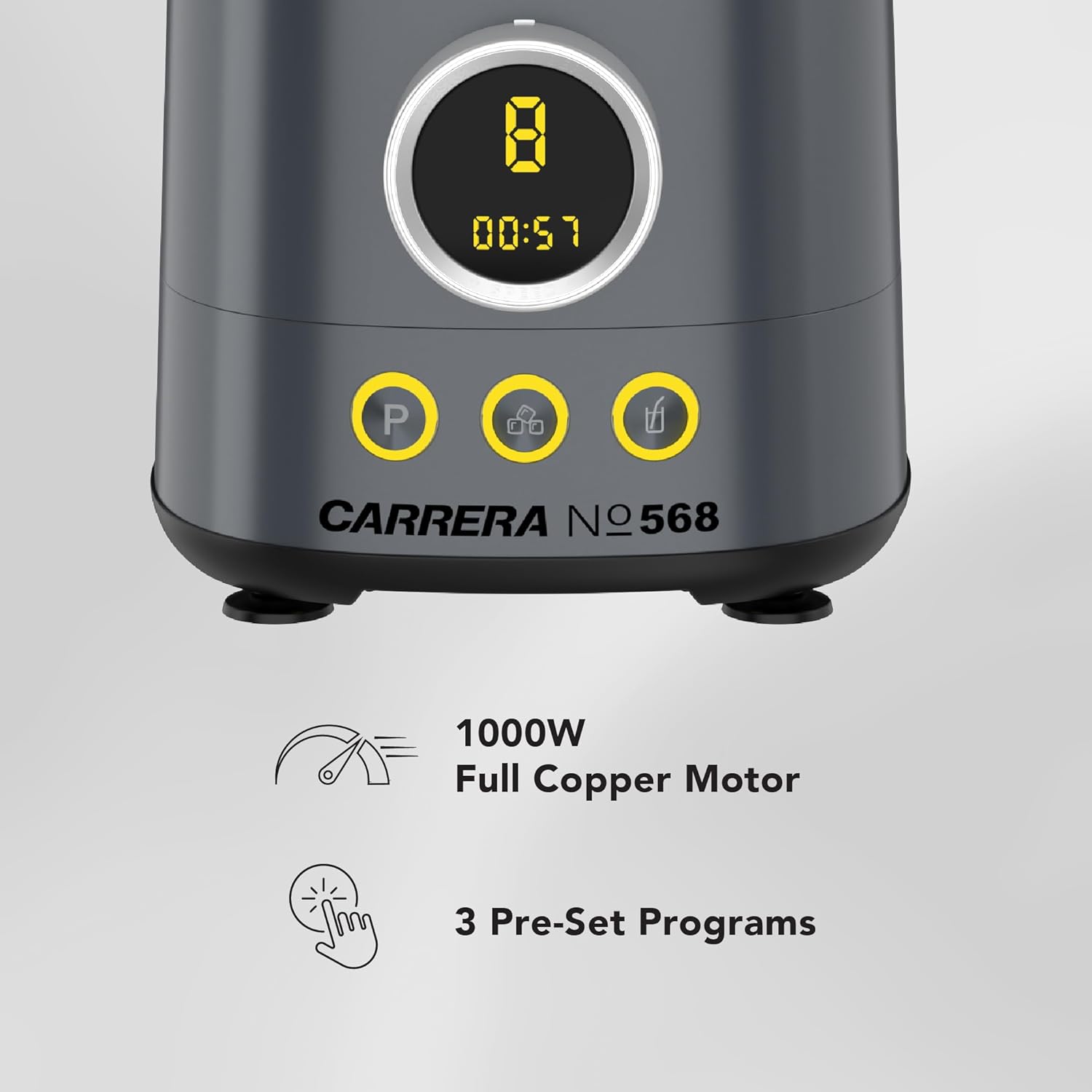 CARRERA Digital Food Processor № 568 – 1000W High-Performance Food Processor with Digital Knob, LED Display & Multi-Function Accessories