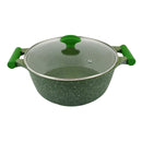 Prestige Essentials Non-Stick Casserole with Glass Lid 32Cm | Granite Induction Compatible Aluminium Cooking Pot | Green - PR81113