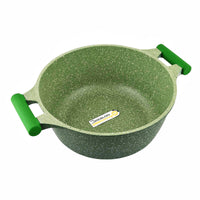 Prestige Essentials Non-Stick Casserole with Glass Lid 28Cm | Granite Induction Compatible Aluminium Cooking Pot | Green - PR81111