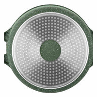 Prestige Essentials Non-Stick Casserole with Glass Lid 28Cm | Granite Induction Compatible Aluminium Cooking Pot | Green - PR81111