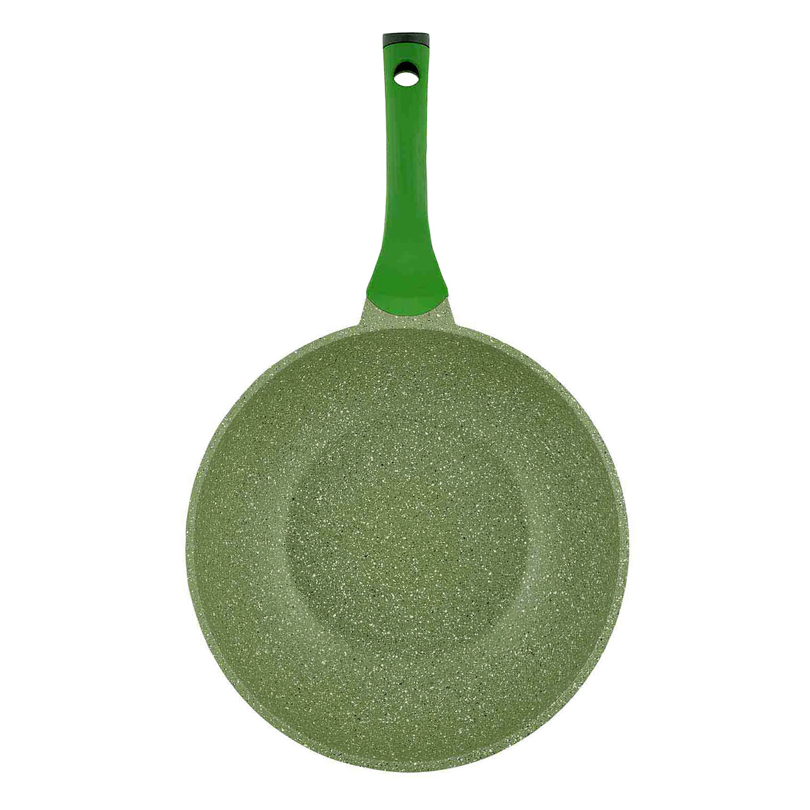 Prestige Essentials Wok Pan 30 Cm | Induction Compatible Non Stick Pan | Granite Coted Cooking Pot | Green - PR81117