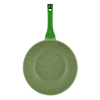 Prestige Essentials Wok Pan 30 Cm | Induction Compatible Non Stick Pan | Granite Coted Cooking Pot | Green - PR81117