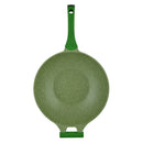 Prestige Essentials Wok Pan 32 Cm | Induction Compatible Non Stick Pan | Granite Coted Cooking Pot | Green - PR81118
