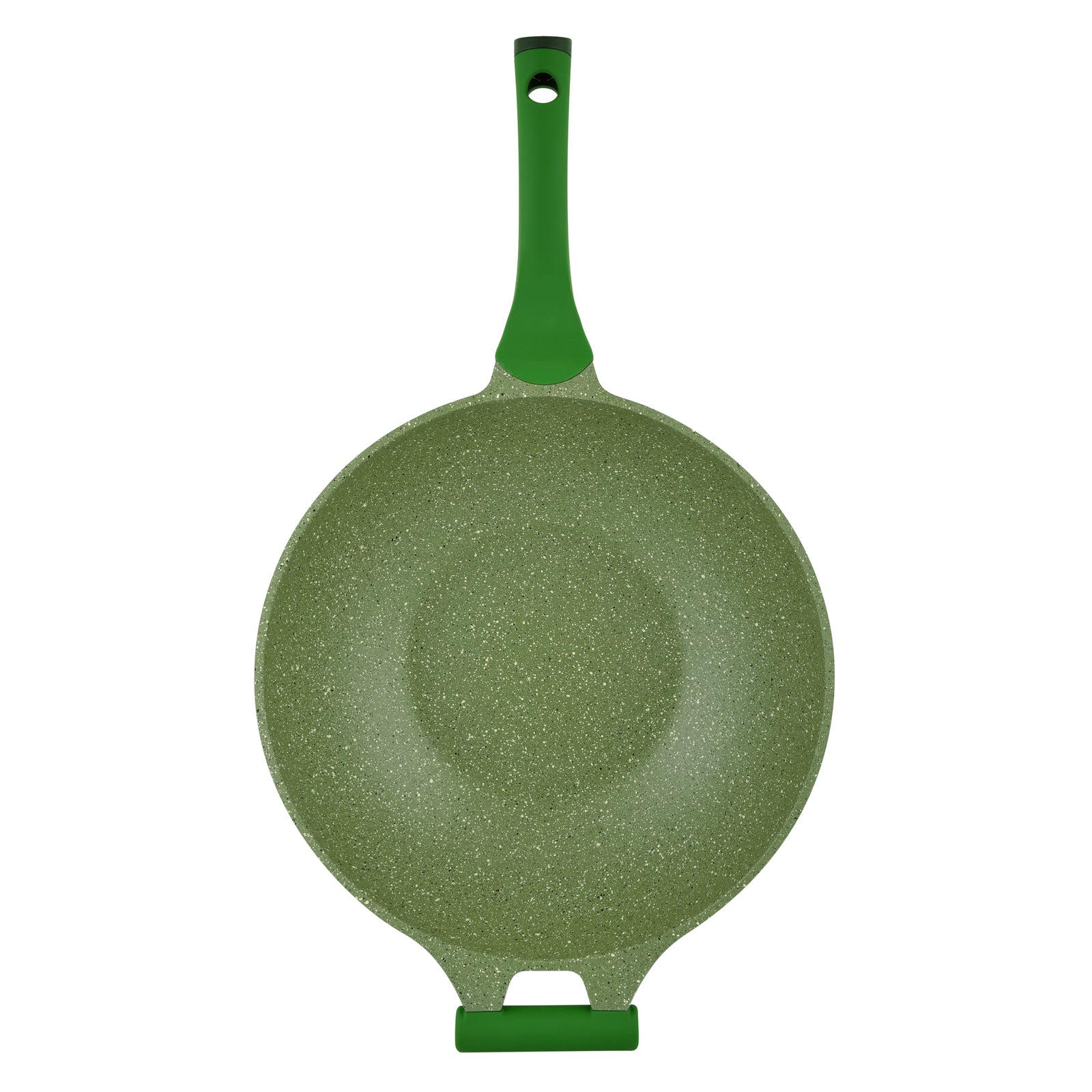 Prestige Essentials Wok Pan 32 Cm | Induction Compatible Non Stick Pan | Granite Coted Cooking Pot | Green - PR81118