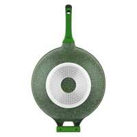 Prestige Essentials Wok Pan 32 Cm | Induction Compatible Non Stick Pan | Granite Coted Cooking Pot | Green - PR81118