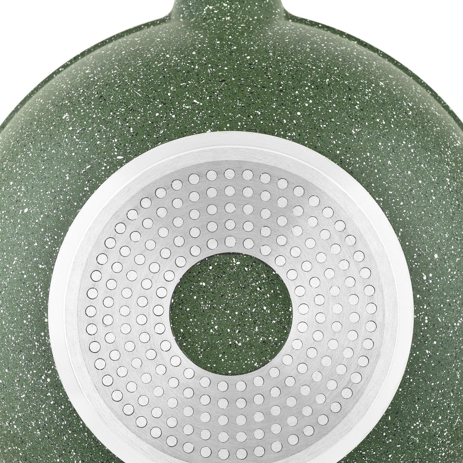 Prestige Essentials Wok Pan 32 Cm | Induction Compatible Non Stick Pan | Granite Coted Cooking Pot | Green - PR81118