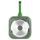 Prestige Essentials Square Grill Pan 28Cm | Non-Stick Granite Coated Grill Skillet | Induction Compatible Cookware | Green - PR81128
