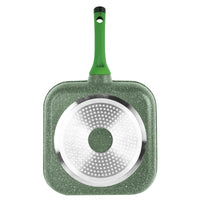 Prestige Essentials Square Grill Pan 28Cm | Non-Stick Granite Coated Grill Skillet | Induction Compatible Cookware | Green - PR81128
