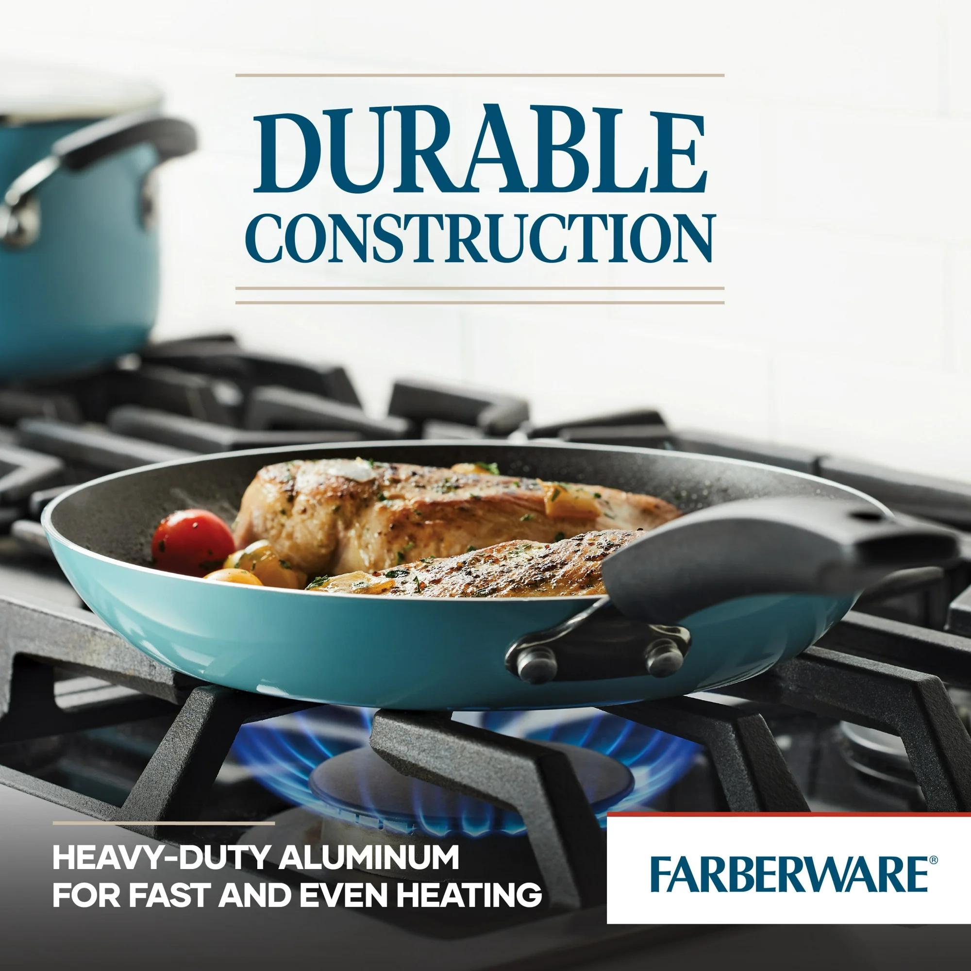 Farberware Cookstart Pots and Pans Set 20-Piece | Nonstick Cookware Set - Aqua