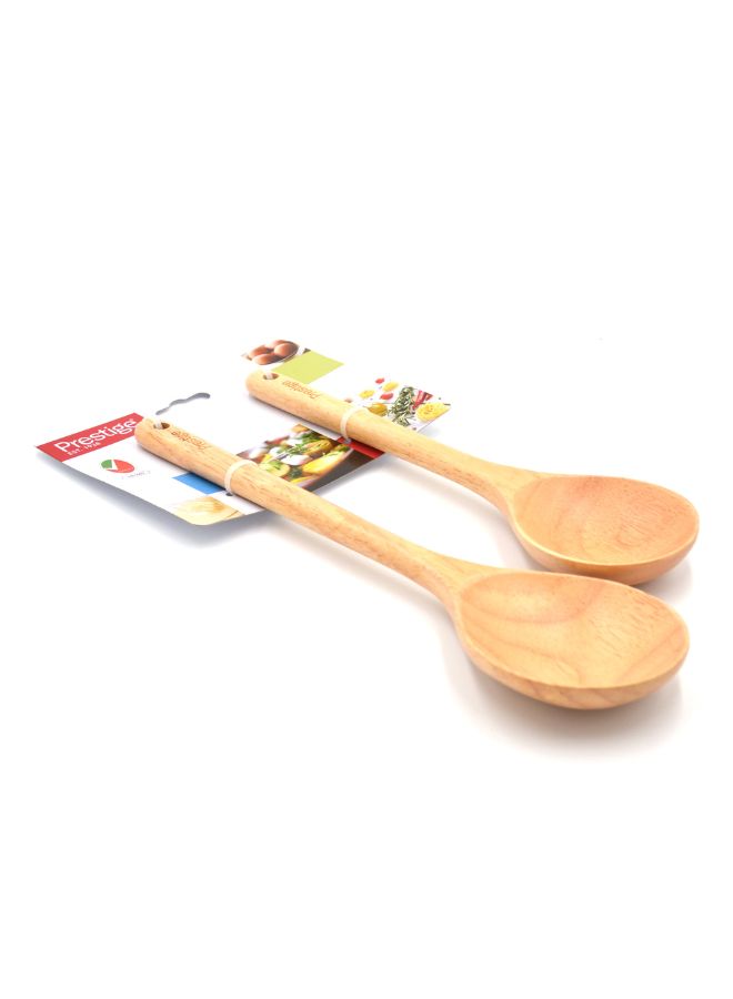 Prestige Solid Spoon Set  | Quality Kitchen Utensils for Cooking & Serving | 2-Piece Wooden Spoon Kit | PR48875