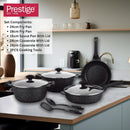 Prestige Essentials 9pcs Pots and Pans Set | Nonstick Cookware Sets | Granite Pots Set | Kitchen Induction Pots and Pans Cooking Sets | Pan Sets for Cooking | Black - PR80989