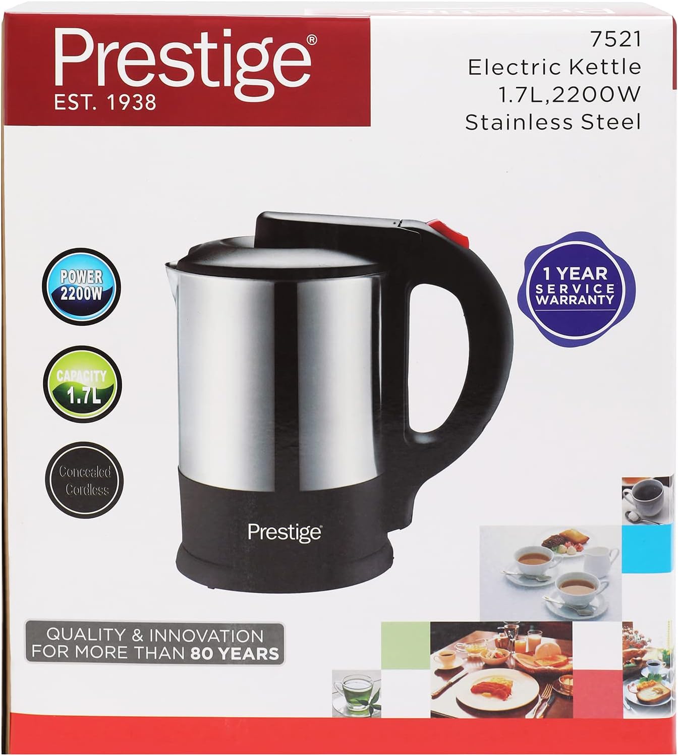 Prestige 1.7 Litre Rapid-Boiling Stainless Steel Electric Kettle (2000W) | PR7521
