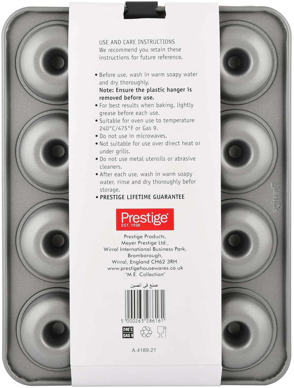 Prestige Mini Donut Pan | Non-Stick Baking Pan with 12 Cup | Donut Baking Tray | Grey - PR218616