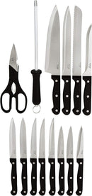Prestige 15-Piece Knife Block Set | Stainless Steel Chef Knife Set for Kitchen with Blade Sharpner | PR52114