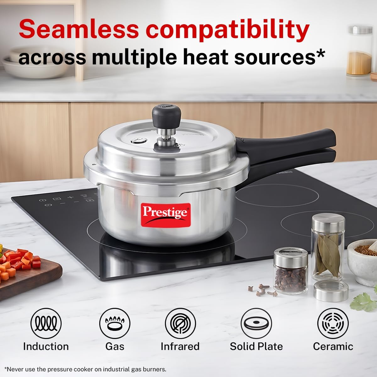 Prestige Popular Plus Svachh 2L Aluminium Pressure Cooker with spillage control lid (MPP10170) | Induction Base