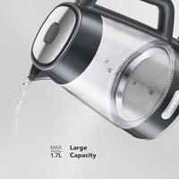 CARRERA Glass Kettle CRR649– 2200W Electric Kettle with 1.7L Heat-Resistant Glass Jug, STRIX Controller & Boil-Dry Protection