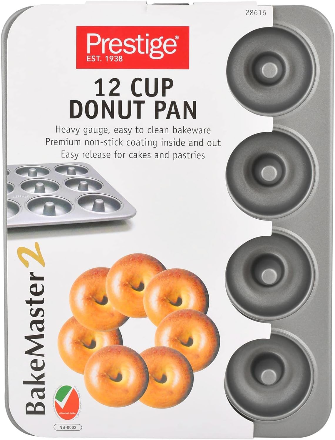 Prestige Mini Donut Pan | Non-Stick Baking Pan with 12 Cup | Donut Baking Tray | Grey - PR218616