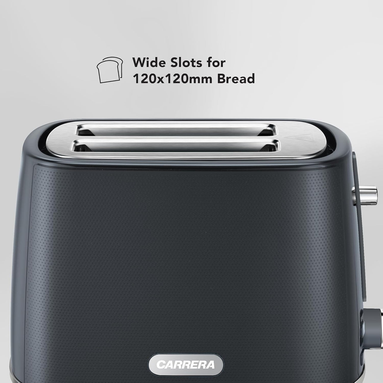 CARRERA Toaster CRR563 – 2-Slice Toaster with 7 Browning Settings, Wide Slots, Reheat & Defrost Function, and Automatic Shut-Off