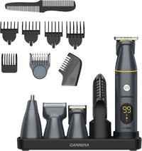 CARRERA CRR625 All-in-1 Trimmer for Men | Cordless Beard, Hair & Body Grooming Kit, Stainless Steel Blades, IPX6 Waterproof, USB Rechargeable, LED Display, 5-Min Boost, Multi Attachments, Gift for Men