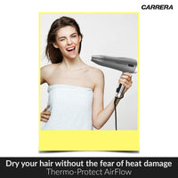 CARRERA 532 Professional Hair Dryers for Men & Women | Hairdryers - Styling Nozzle-Diffuser, Blow Dry, Hot-Cold Air, DC 1600 Watts-Grey
