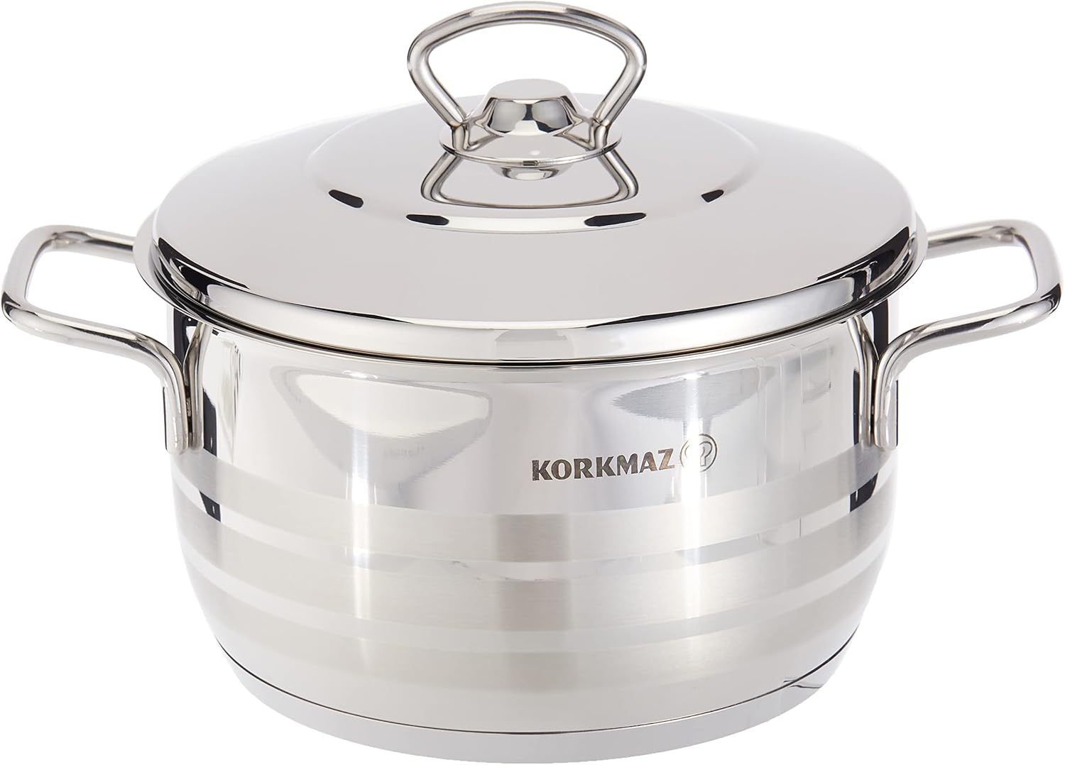 Korkmaz Astra Stainless Steel Casserole 16x10 cm / 2.0 L | Induction Compatible Tri-Ply Bottom Cooking Stock Pot with Lid| Silver - KA1901