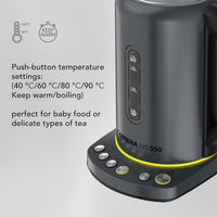 CARRERA Electric Kettle № 550 – 2000-2400W Stainless Steel Kettle with Adjustable Temperature, Keep Warm Function & LED Display