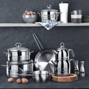 Korkmaz Astra Stainless Steel Casserole 16x10 cm / 2.0 L | Induction Compatible Tri-Ply Bottom Cooking Stock Pot with Lid| Silver - KA1901