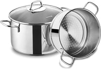 Korkmaz Alfa Plus Couscous 10 Pcs Stainless Steel Cookware Set | Induction Compatible Tri-Ply Bottom Pots and Pans Set | Silver - KA1998