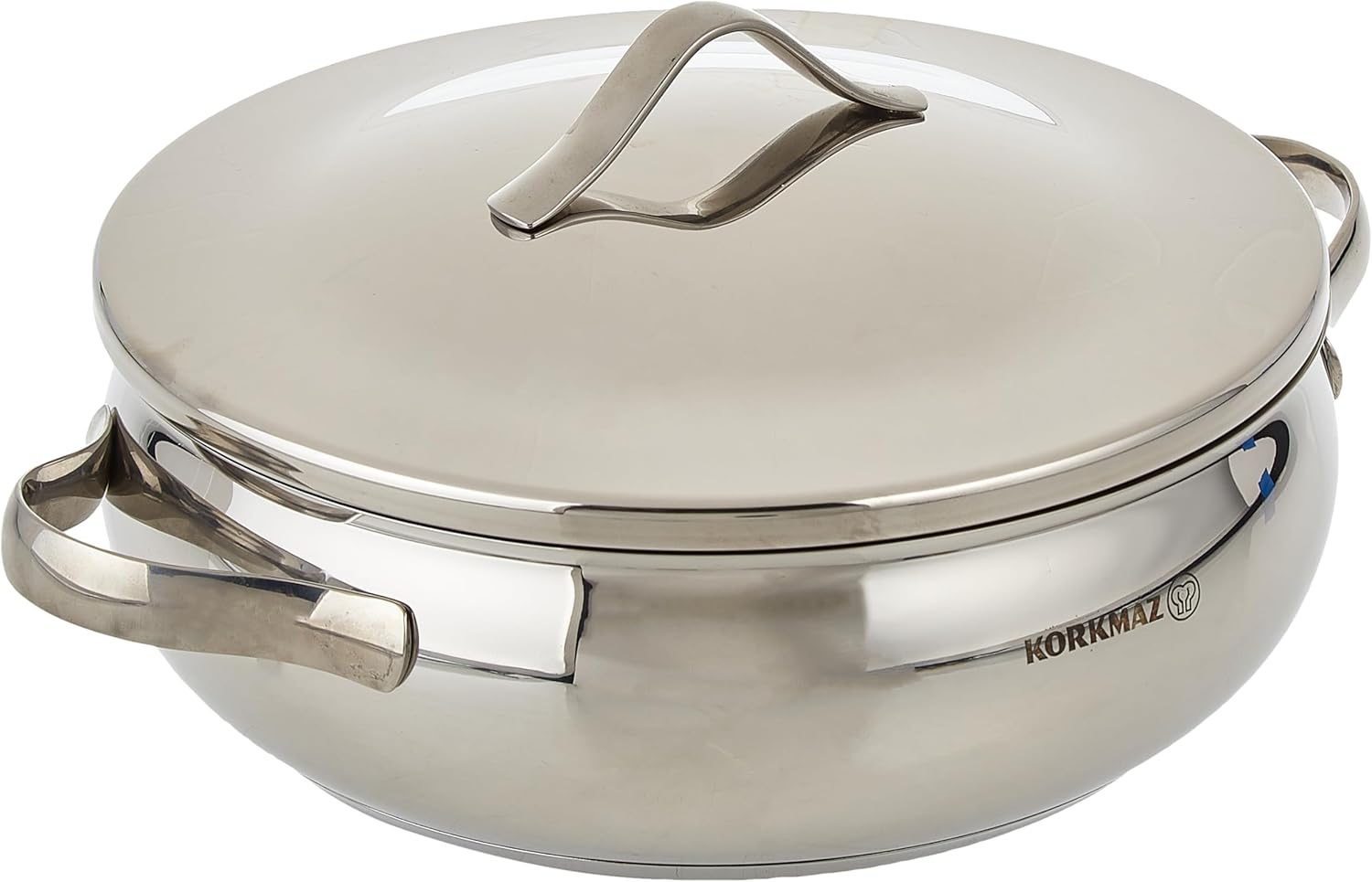 Korkmaz Rondo 9 Pcs Stainless Steel Cookware Set | Industion Compatible Tri-Ply Bottom Pots and Pans Set | Silver - KA1976