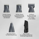 CARRERA CRR625 All-in-1 Trimmer for Men | Cordless Beard, Hair & Body Grooming Kit, Stainless Steel Blades, IPX6 Waterproof, USB Rechargeable, LED Display, 5-Min Boost, Multi Attachments, Gift for Men