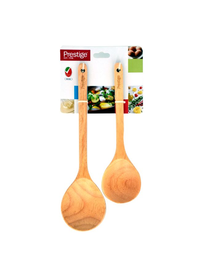 Prestige Solid Spoon Set  | Quality Kitchen Utensils for Cooking & Serving | 2-Piece Wooden Spoon Kit | PR48875