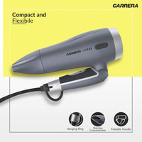 CARRERA 532 Professional Hair Dryers for Men & Women | Hairdryers - Styling Nozzle-Diffuser, Blow Dry, Hot-Cold Air, DC 1600 Watts-Grey