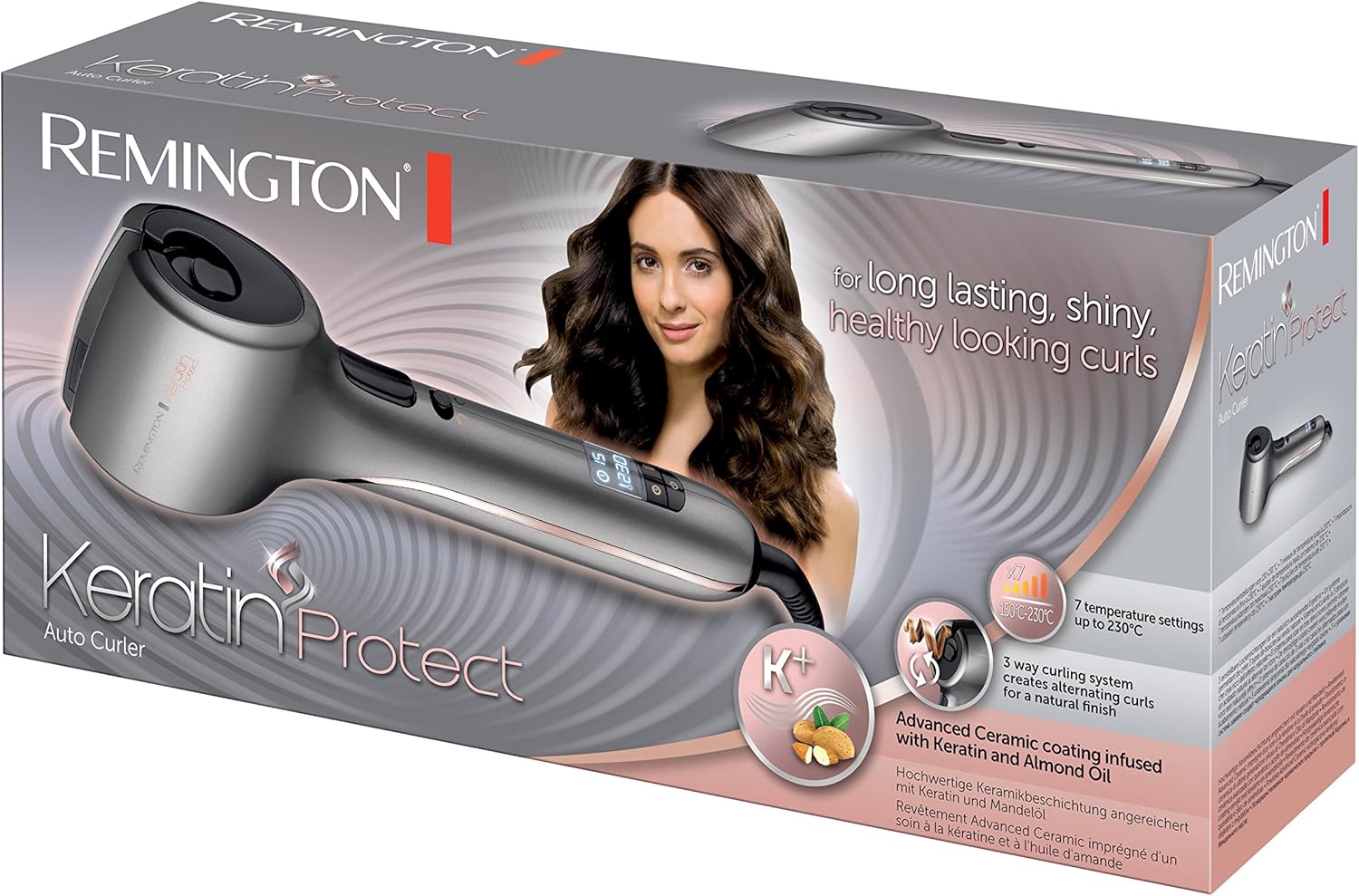 Remington Keratin Protect Auto Curler | Intelligent Curl Technology with Keratin & Almond Oil Infused Barrel for Healthy, Glossy Curls – CI8019