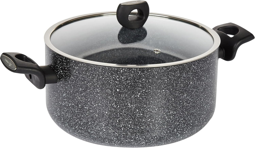 Korkmaz Nora Plus 11 Pcs Cookware Set | Granite Coated Cast Aluminium Cooking Set | Inductions Compatible Pots and Pans Set | Black - KA2681