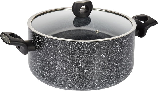 Korkmaz Nora Plus 11 Pcs Cookware Set | Granite Coated Cast Aluminium Cooking Set | Inductions Compatible Pots and Pans Set | Black - KA2681
