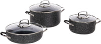 Korkmaz Galaksi 3xl 18 Pcs Cookware Set | Granite Coated Cast Aluminium Cooking Sets | Induction Compatible Cookware Pots and Pans Set | Black | KA2683