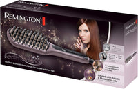 Remington Keratin Radiance Sleek & Smooth Heated Brush | Anti-Frizz Styling Tool with Advanced Ceramic & Keratin Coating | Quick Heat-Up & Shine Boost Technology – RECB7401