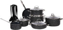 Korkmaz Galaksi 3xl 18 Pcs Cookware Set | Granite Coated Cast Aluminium Cooking Sets | Induction Compatible Cookware Pots and Pans Set | Black | KA2683