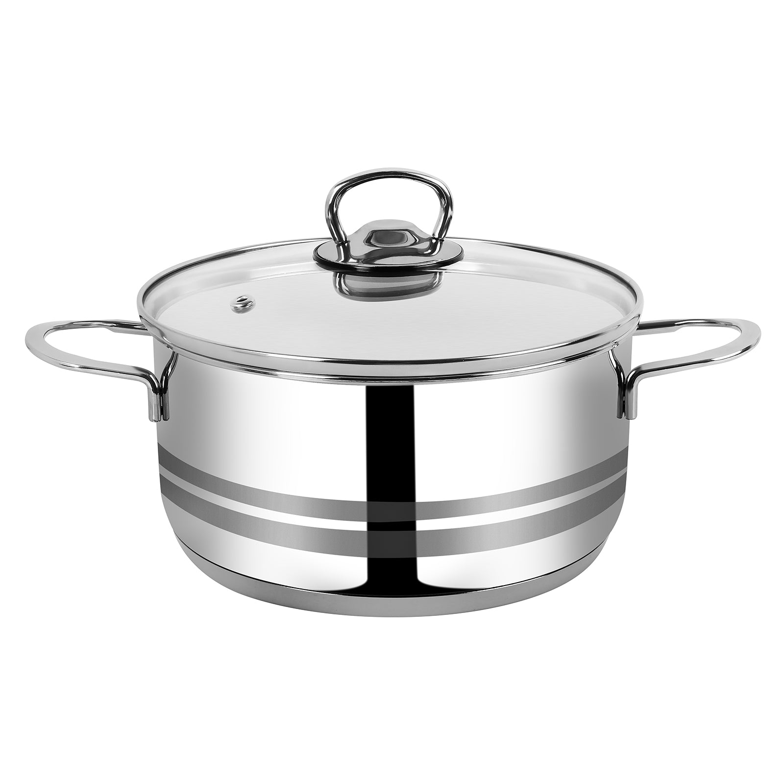 Prestige Infinity Stainless Steel Casserole with Glass Lid 20cm / 3 Ltr | Induction Compatible Covered Stockpot | Soup Pots | Silver - PR77374
