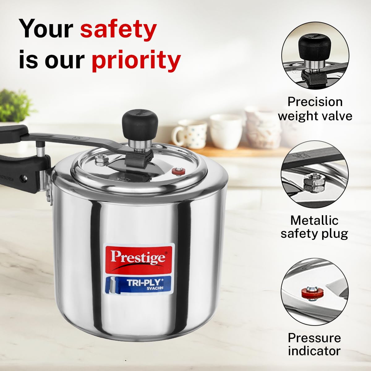Prestige 3 L Tri-Ply Svachh Inner Lid Pressure Cooker | MPP20714
