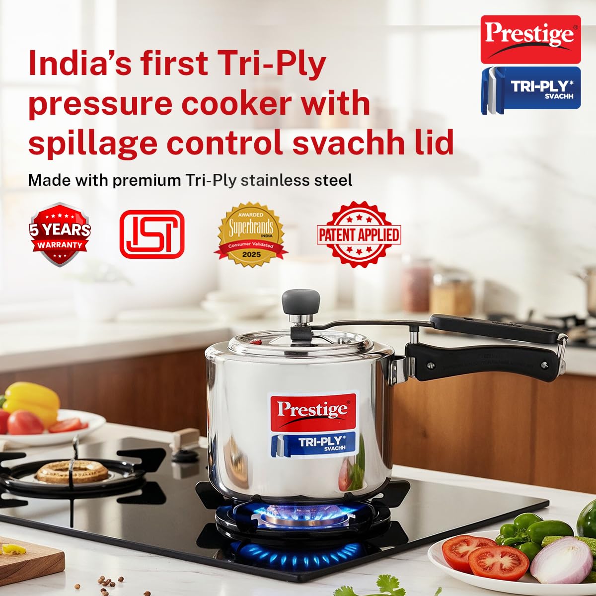 Prestige 3 L Tri-Ply Svachh Inner Lid Pressure Cooker | MPP20714