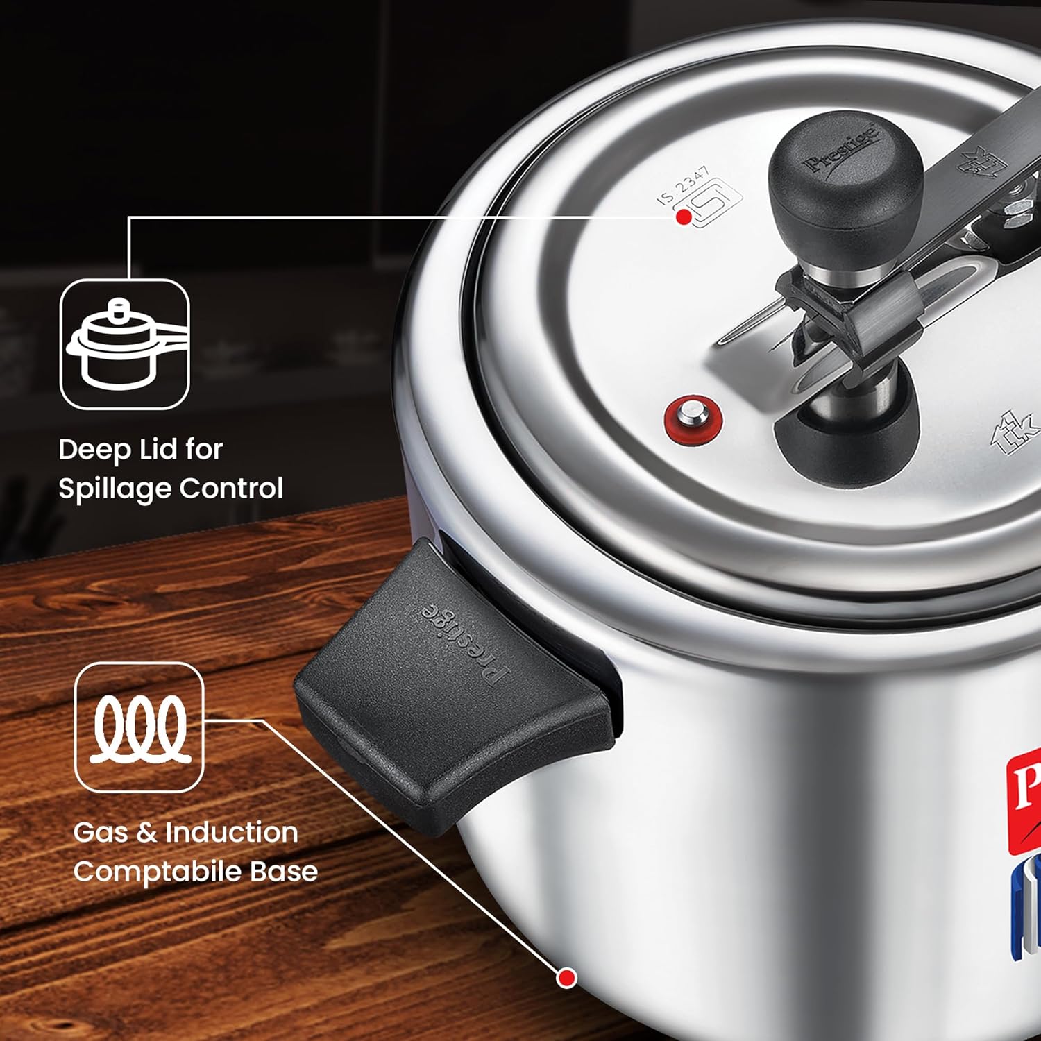 Prestige 5 L Tri-Ply Stainless Steel Svachh Inner Lid Pressure Cooker | MPT20715
